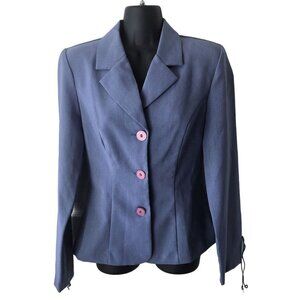 Vintage Y2K My Michelle Blue Fitted Three Button Career Blazer Jacket Size 5